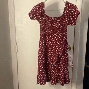 Red floral casual dress